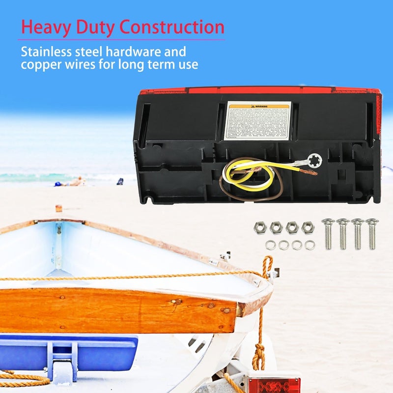 Wellmax 12V LED Trailer Lights, Submersible and Waterproof Low Profile Rectangular tail lights for RV, marine, boats, trailers - Image 3