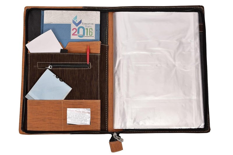 FUTURE X FutureX Leatherette Material Professional File Folders for Certificates, Documents Holder with 20 Leafs (Size-B4, Dual Color:Brown Fumes) - Image 3