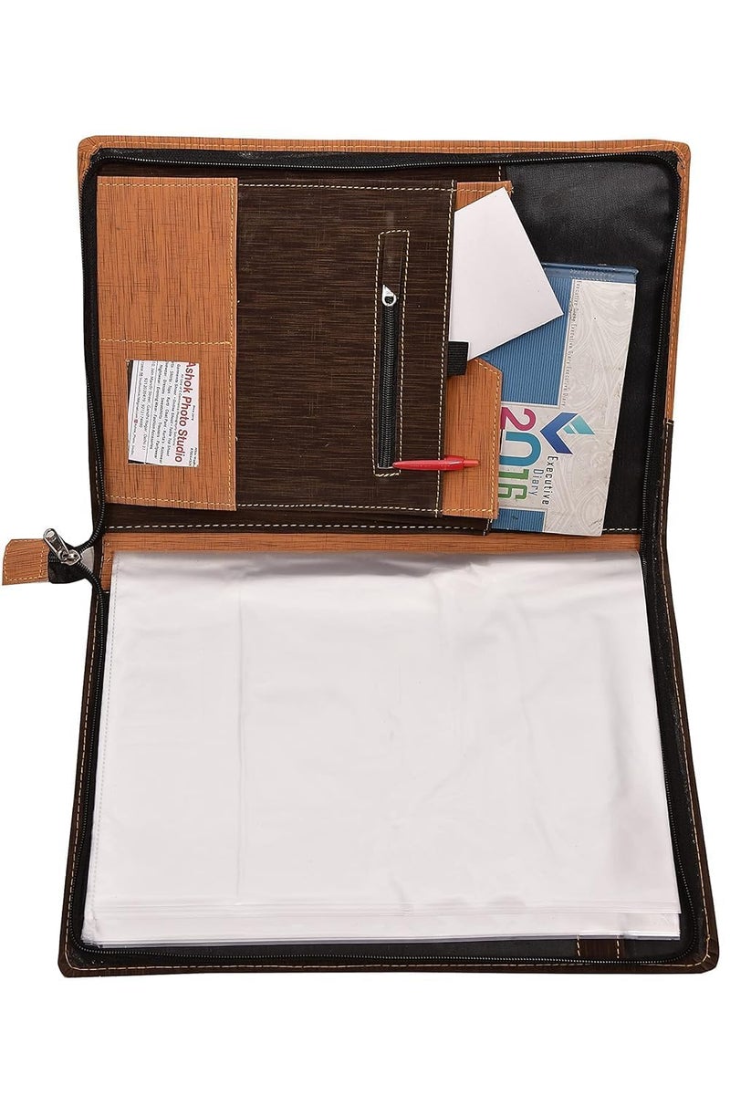 FUTURE X FutureX Leatherette Material Professional File Folders for Certificates, Documents Holder with 20 Leafs (Size-B4, Dual Color:Brown Fumes) - Image 4