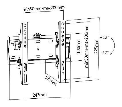 ZIPP Z T 1036 T Wall Mount for 10"-37" upto 42" Flat Panel Screen Display LCD LED Plasma Low Profile TV Bracket with VESA (100x100 200x100 200x200) - Image 2