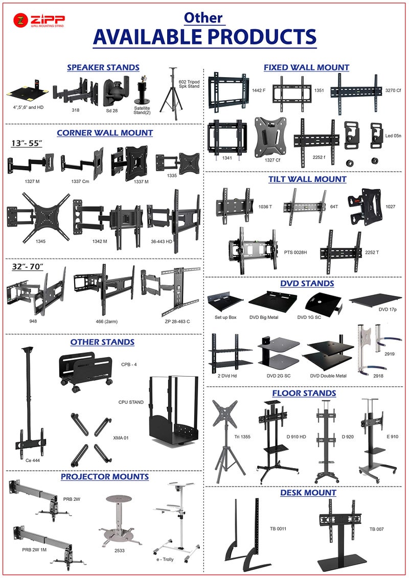 ZIPP Z T 1036 T Wall Mount for 10"-37" upto 42" Flat Panel Screen Display LCD LED Plasma Low Profile TV Bracket with VESA (100x100 200x100 200x200) - Image 3