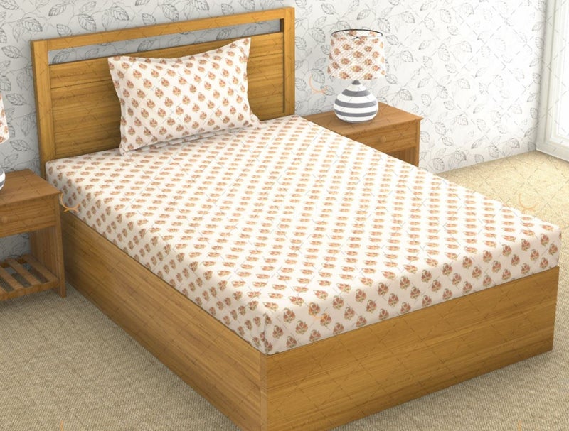RUSTIC LINEN Super Soft Brushed Microfiber Cotton Single Bedhseet with 1 Pillow CoverBedsheet 60X90Inches Pillow Cover 17X27Inches Bedsheet for Single Bed - Image 1