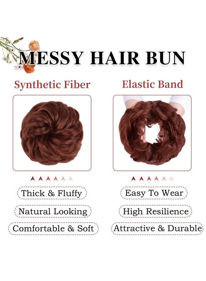 MORICA 1PCS Messy Hair Bun Hair Scrunchies Extension Curly Wavy Messy Synthetic Chignon for Women (T1338(Dark Wine)) - Image 4
