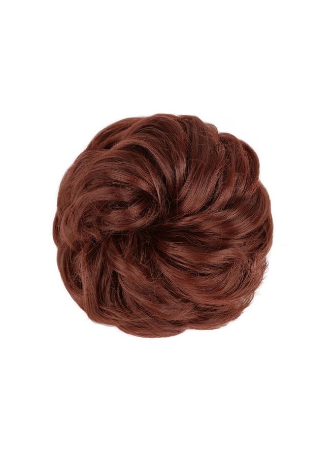 MORICA 1PCS Messy Hair Bun Hair Scrunchies Extension Curly Wavy Messy Synthetic Chignon for Women (T1338(Dark Wine)) - Image 2