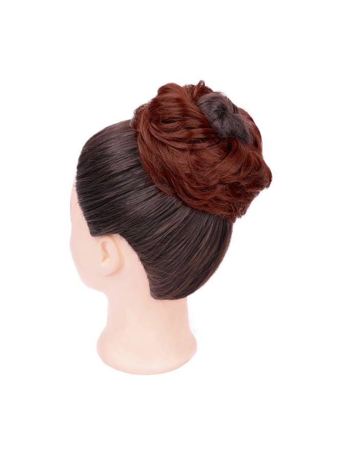 MORICA 1PCS Messy Hair Bun Hair Scrunchies Extension Curly Wavy Messy Synthetic Chignon for Women (T1338(Dark Wine)) - Image 3