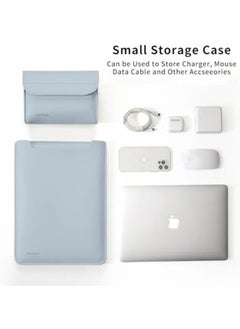 Excefore Laptop Sleeve Bag Protective Laptop Sleeve Compatible With Macbook 13 Inch Polyester Vertical Case With Pocket Pu Bag With Small Case Blue  - Image 2