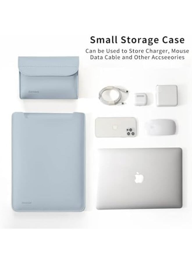 Excefore - Laptop Sleeve Bag Protective Laptop Sleeve Compatible With Macbook 13 Inch Polyester Vertical Case With Pocket Pu Bag With Small Case Blue - Image 1