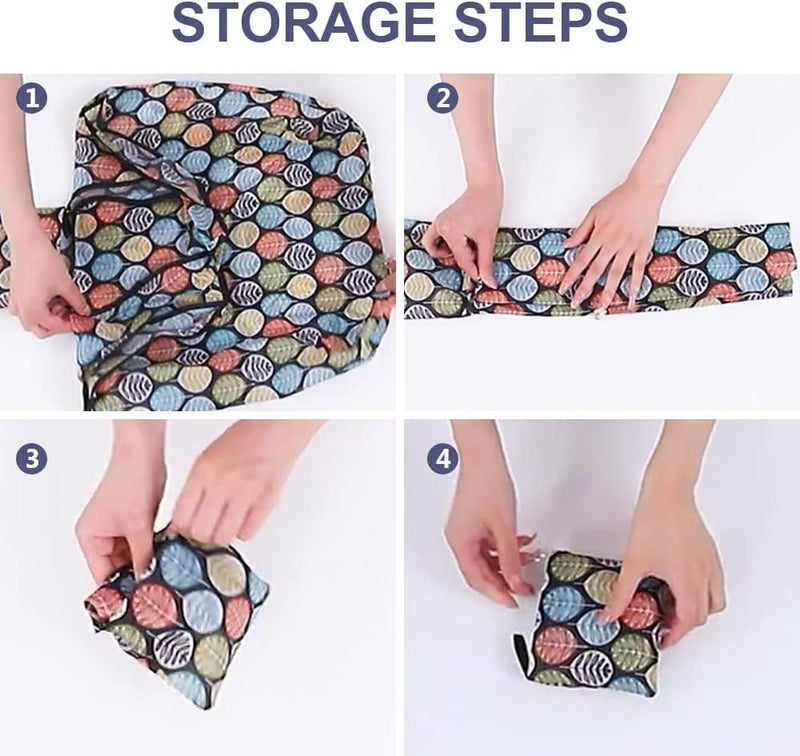 Portable Foldable Shopping Bags 6 Pack, Waterproof Reusable Grocery Tote with Capsule Keychain Case, Compact Carry Bag for Supermarket, Travel, Camping, Office and Everyday Essentials - Image 1
