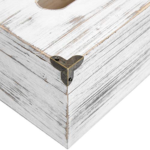 VERGOODR Distressed Wooden Rustic Facial Tissue Box Holder Tissue Box Cover Napkin Dispenser for bathroom Living room dining room bedroom toilet (Washed white) - Image 5