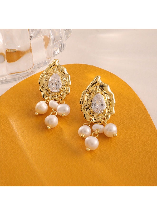 منتجات جديدة : أقراط لؤلؤة المياه العذبة الطبيعية ، أقراط نسائية أنيقة وفاخرة وعصرية - Image 2