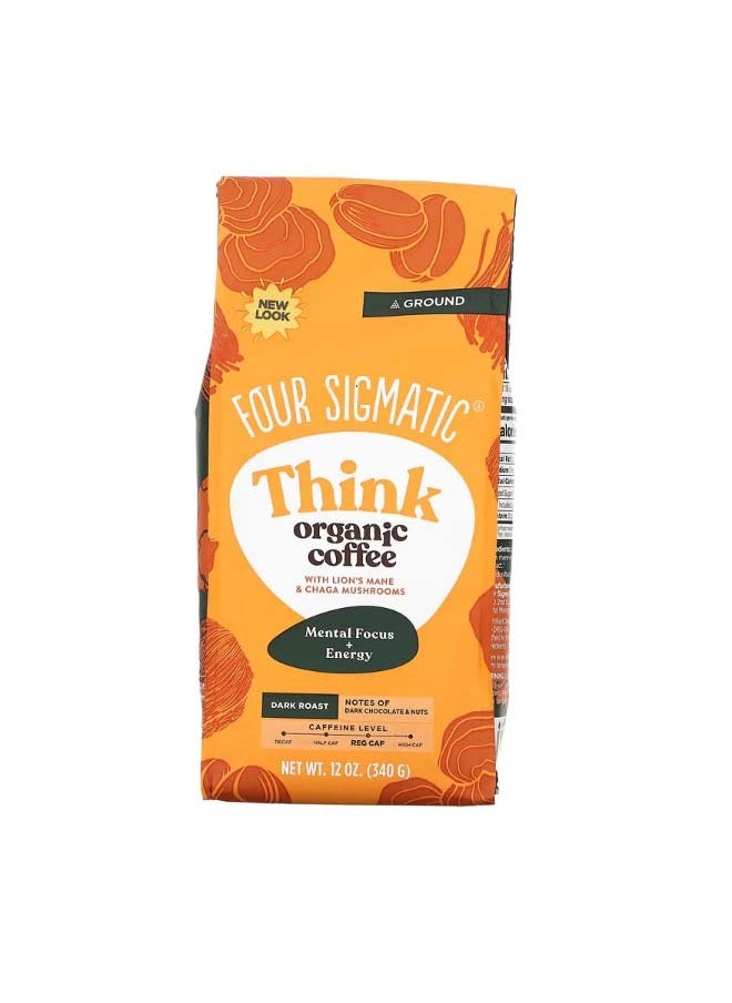 Four Sigmatic - Think Organic Coffee with Lions Mane And Chaga Mushrooms Ground Dark Roast 12 oz 340 g - Image 1