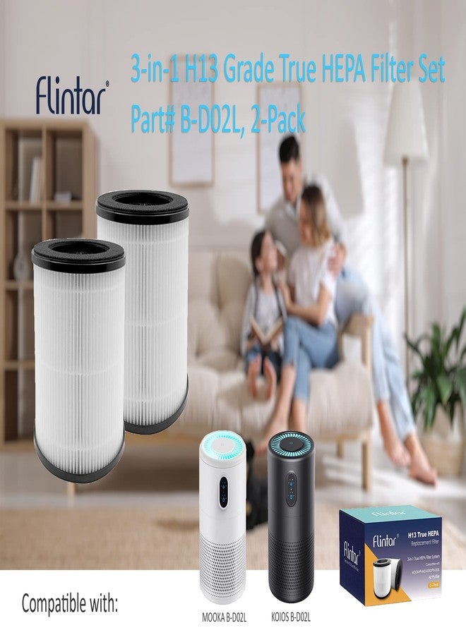 Flintar فلتر بديل من Flintar B-D02L/M05، متوافق مع أجهزة تنقية الهواء MOOKA M05 وB-D02L؛ يعمل مع أجهزة تنقية الهواء VEWIOR B-D02U وTailulu D10، طقم فلتر HEPA حقيقي H13 ثلاثي في واحد، عبوة من قطعتين - Image 2