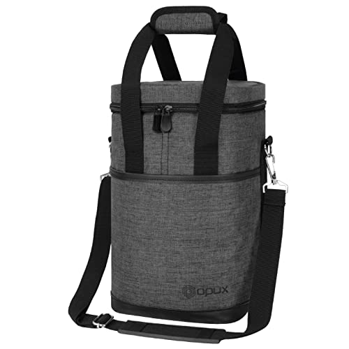 Opux Insulated Wine Tote, 4 Bottle Cooler Bag - Leakproof, Padded Portable Carrier for Travel, Picnic, BYOB - Gift for Wine Lovers (Charcoal Gray) - Image 1