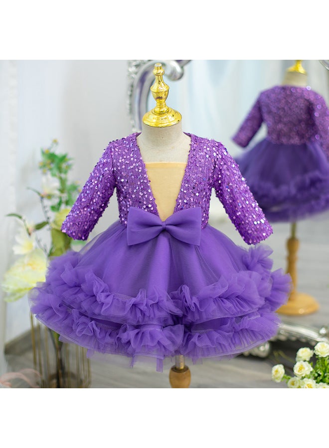 Foreign-style Girl Princess Dress Baby Girl's Birthday Puffy Dress Flower Girl Dress Host Model Catwalk Costume