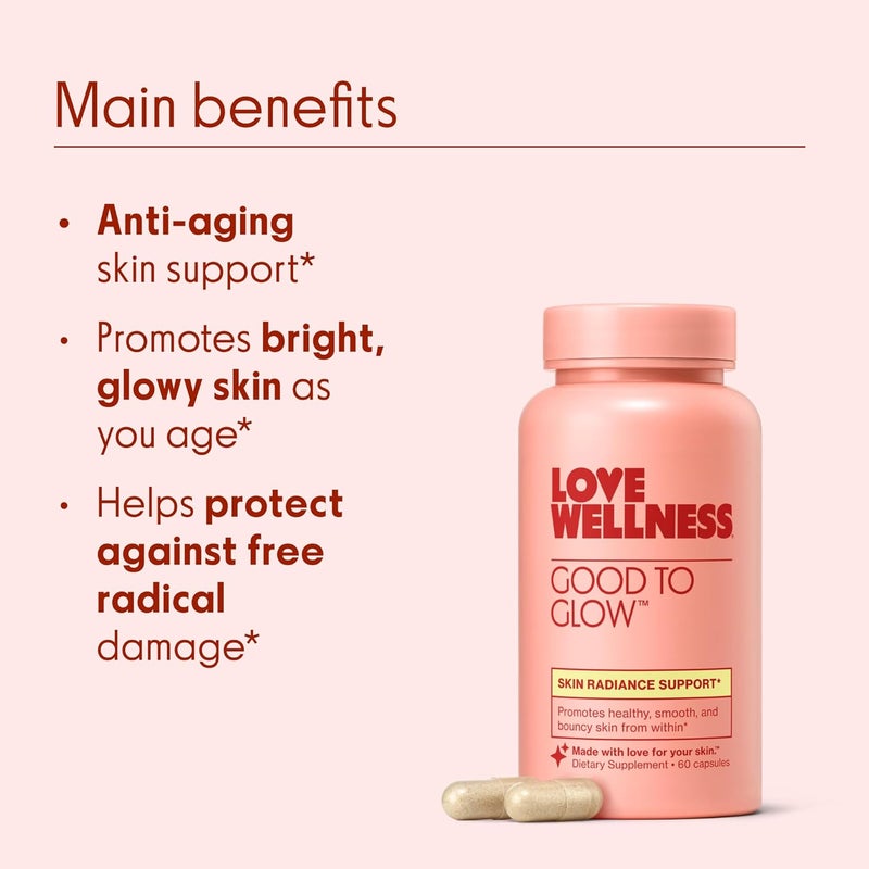 Love Wellness Good to Glow  Collagen Supplement with Biotin Vitamin C E Ashwagandha  Zinc  Promotes Smooth Glowing  Clear Skin  Enhances Smoothness  Promotes Healthy Skin  60 Count - Image 4