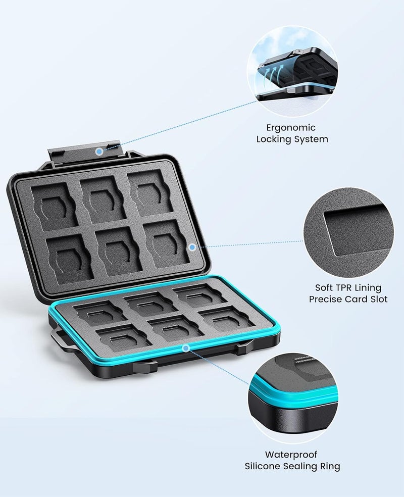 Orico 24 Slots SD Card Case Holder Water Resistant & Anti-Shock Memory Card Case for SD/Micro SD SDXC SDHC TF Card Carrying Storage Organizer Protector Cover with Labels&Carabiner - Image 3