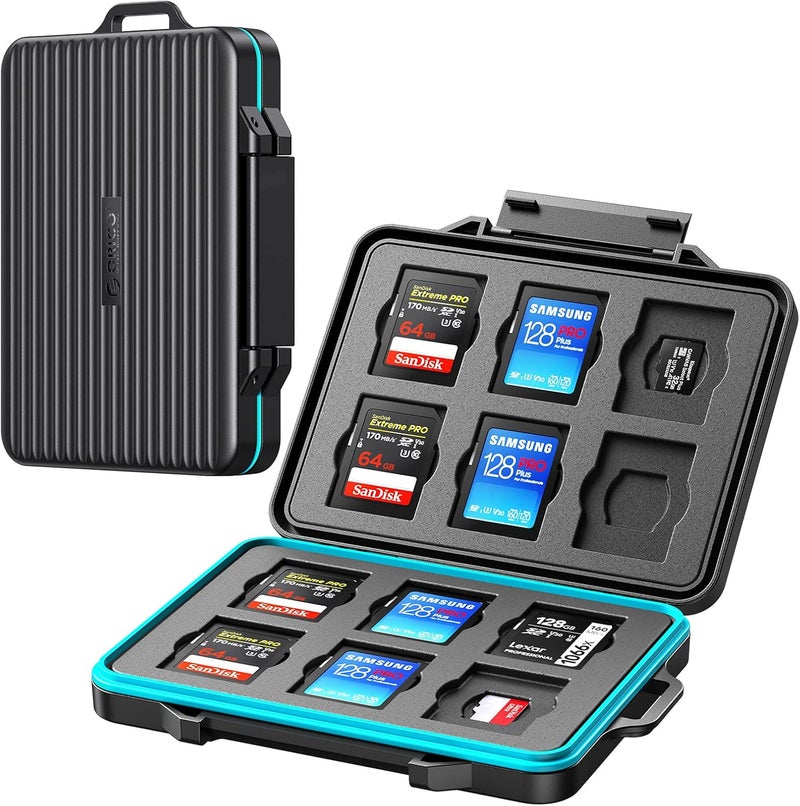 Orico 24 Slots SD Card Case Holder Water Resistant & Anti-Shock Memory Card Case for SD/Micro SD SDXC SDHC TF Card Carrying Storage Organizer Protector Cover with Labels&Carabiner - Image 1