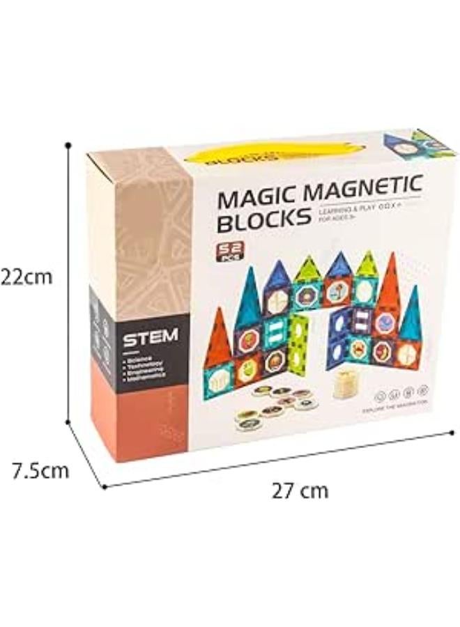 جينريك مجسمات بناء مغناطيسية ثلاثية الابعاد للاطفال من 52 قطعة العاب ممتعة عموما الاولاد والفتيات سن 3-10 سنوات متعددة الالوان مغناطيس خفيف