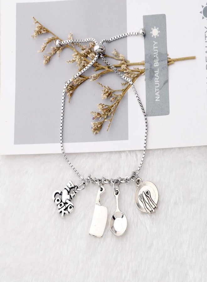 MYOSPARK Chef Gift Cooking Charm Bracelet For Women Cooking Lovers Gifts Cooks Culinary Graduation Gift (Chef Slider BR) - Image 2