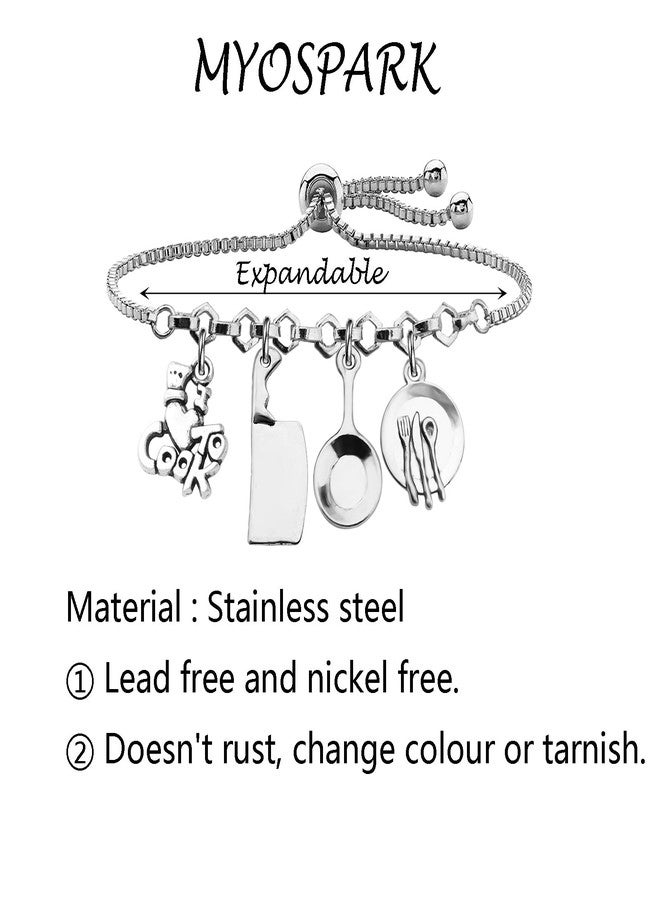 MYOSPARK Chef Gift Cooking Charm Bracelet For Women Cooking Lovers Gifts Cooks Culinary Graduation Gift (Chef Slider BR) - Image 5
