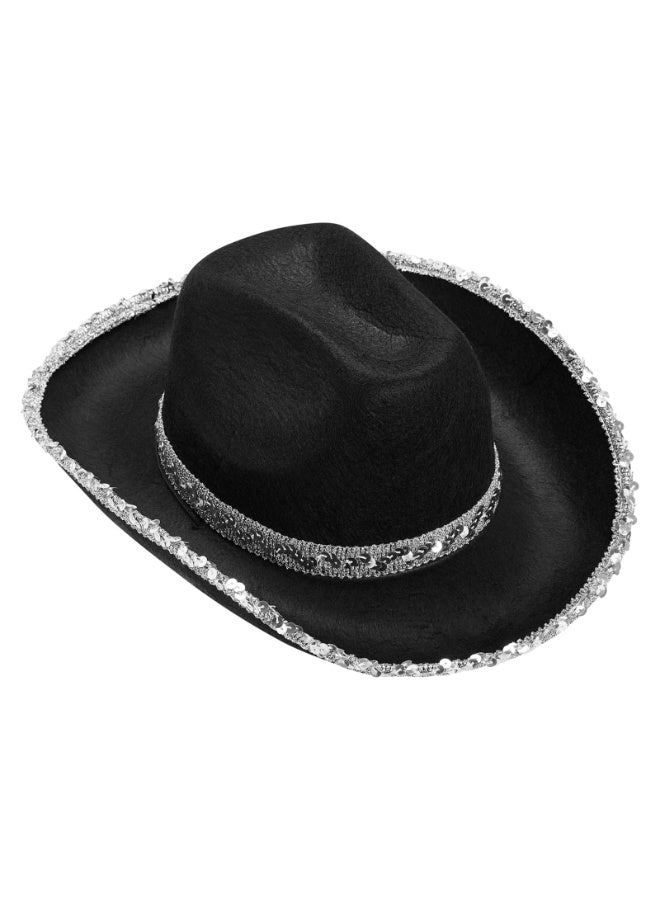 2-Piece Western Cowboy Costume Set with Black Sequin Hat and Fringed Bandana - Image 3