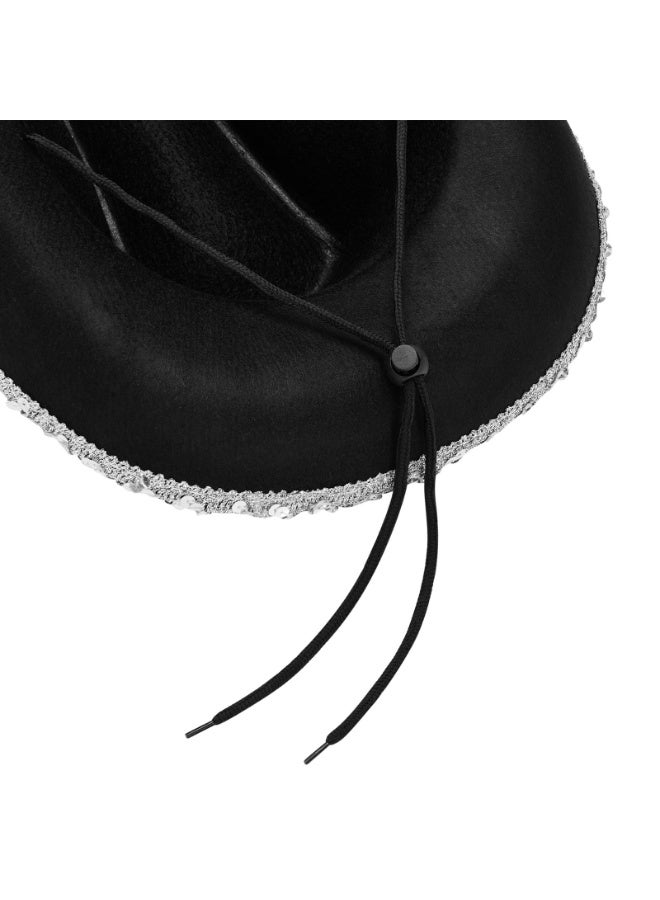 2-Piece Western Cowboy Costume Set with Black Sequin Hat and Fringed Bandana - Image 4