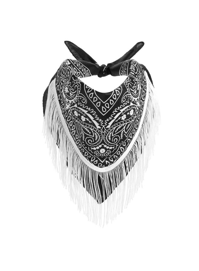 2-Piece Western Cowboy Costume Set with Black Sequin Hat and Fringed Bandana - Image 2