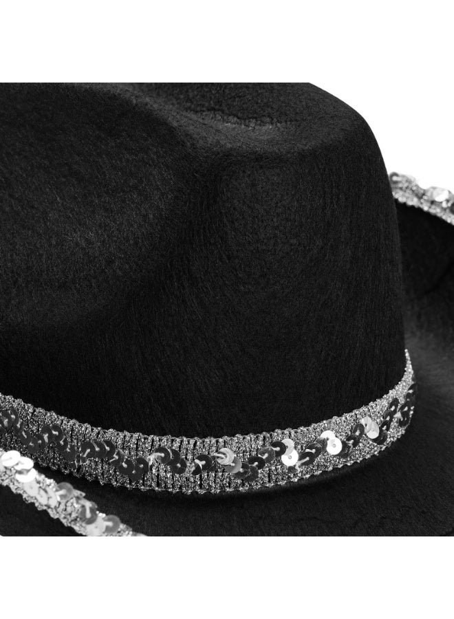 2-Piece Western Cowboy Costume Set with Black Sequin Hat and Fringed Bandana - Image 5