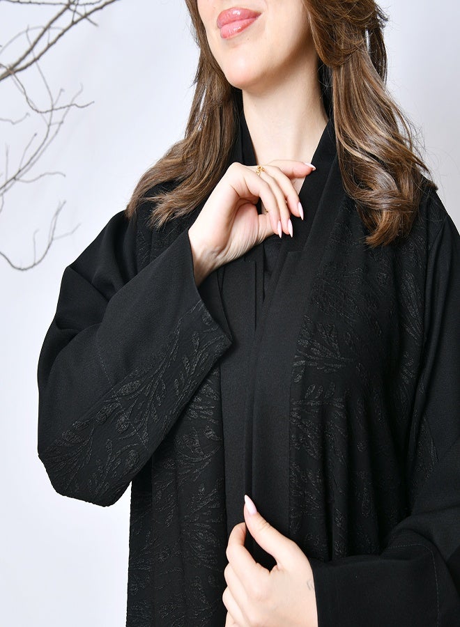 عبايات حوراء عباية شتوية سوداء بسيطة راقية – تصميم عملي من عبايات حوراء - Image 3