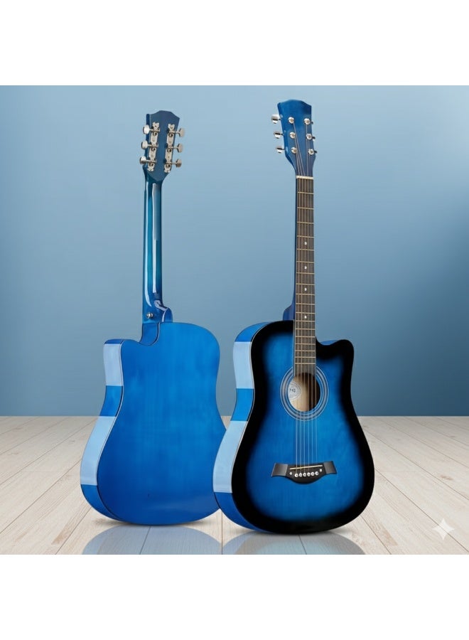 Megarya 38-Inch Beginner Acoustic Guitar Starter Kit Includes Backpack, Capo, Adjustable Strap, Picks, Strings, Cleaning Cloth, and Scratch Protection Pad (Blue) - Image 2