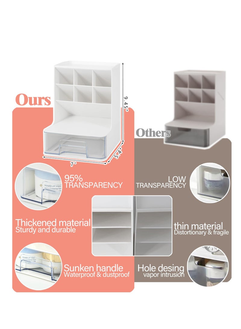 Arabest منظمات المكياج وتخزينها، منظم مستحضرات التجميل الأكريليك لغرفة الحمام على سطح الطاولة، منظم حامل فرش المكياج، أدوات مكياج للفتيات - Image 2