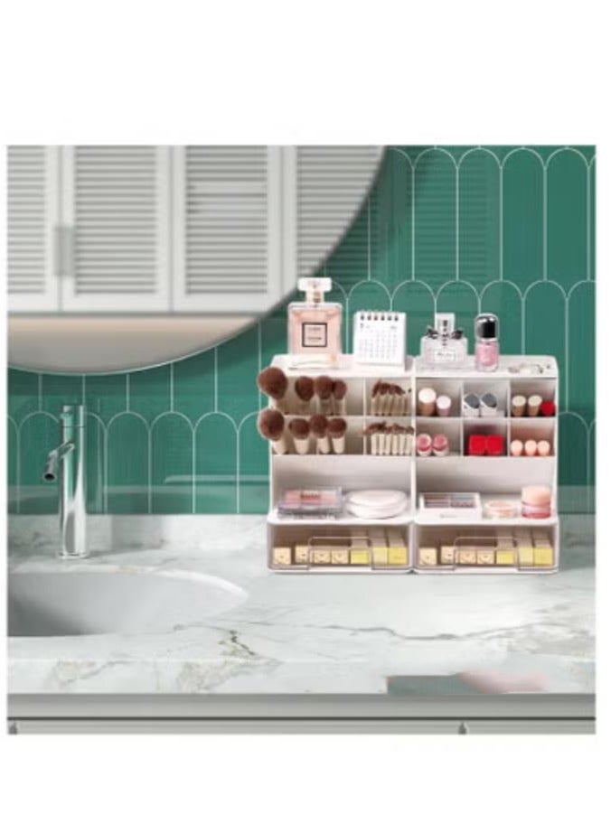 Arabest منظمات المكياج وتخزينها، منظم مستحضرات التجميل الأكريليك لغرفة الحمام على سطح الطاولة، منظم حامل فرش المكياج، أدوات مكياج للفتيات - Image 4