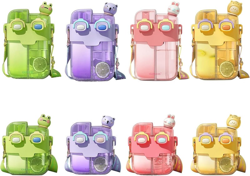 Large-Capacity Double-Bin Straw Cup Portable and Beautiful Cartoon Designed Water Bottle for Adults and Straw Cup - Image 4