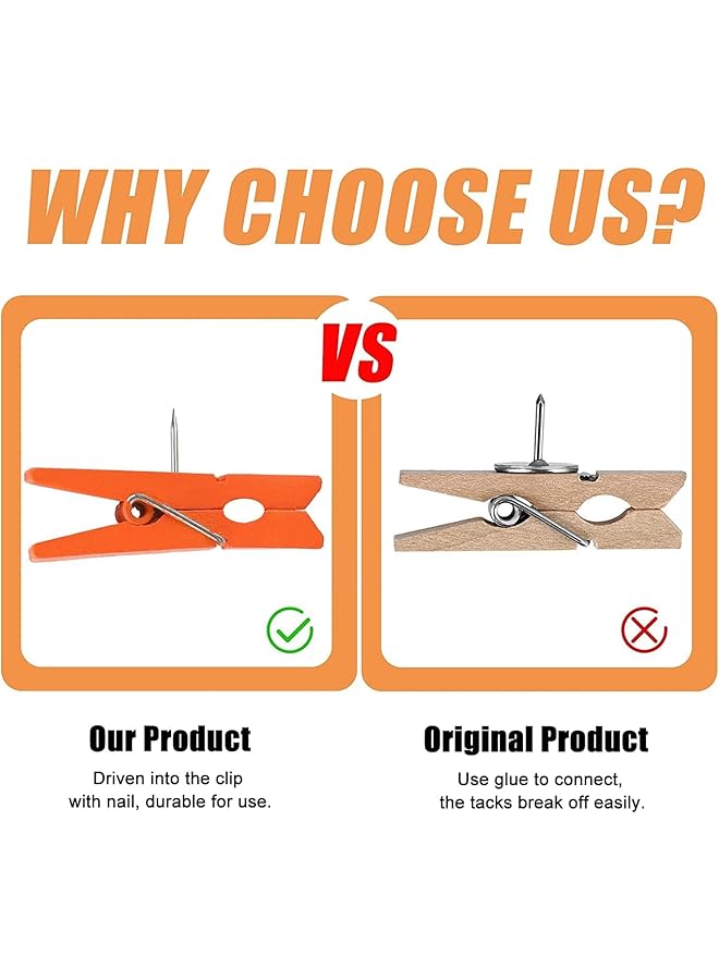 إيروريكس 50 قطعة من دبابيس الدفع الملونة مع مشابك خشبية دبابيس دفع متينة مزخرفة ودبابيس إبهام للوحات الفلين والأعمال الفنية والملاحظات والصور والمشاريع الحرفية والمكاتب والمنازل - Image 2