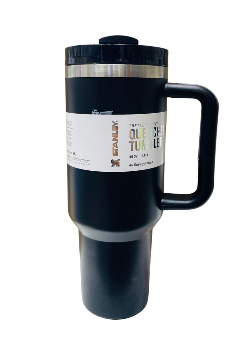 Stanley Stanley 40 Oz Vacuum Insulated Tumbler Mug with Handle & Straw Lid – Leakproof Travel Cup – Black