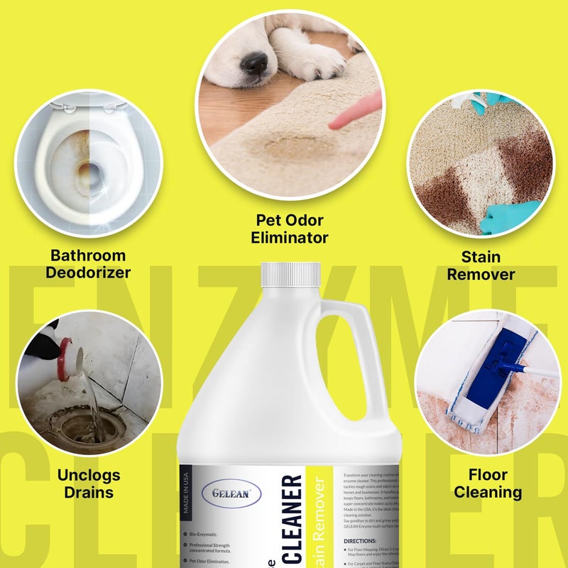 GELEAN Multi-Purpose Probiotic Enzyme Citrus Cleaner, 1/2 Gallon (64 oz.) - Pet Stain and Odor Remover - Concentrated - Professional & Home Strength Drains, Floors, Bathrooms, Toilets Trash Can, Made in USA - Image 3