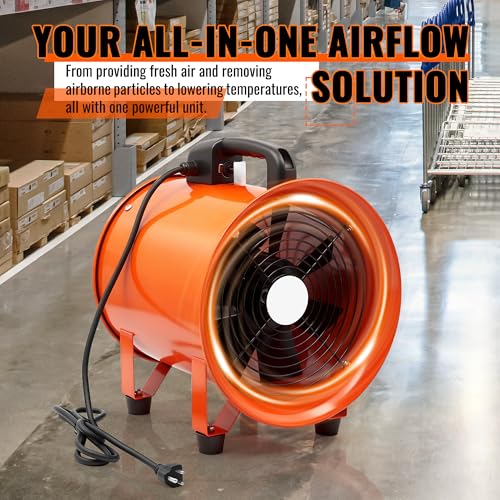 dreamdragon Upgraded 8-Inch Utility Blower Fan, Portable Industrial Exhaust Fan with 16.4ft Flexible Duct Hose, 3300 RPM Low-Noise Ventilator for Workshops Warehouses and Basements - Image 5