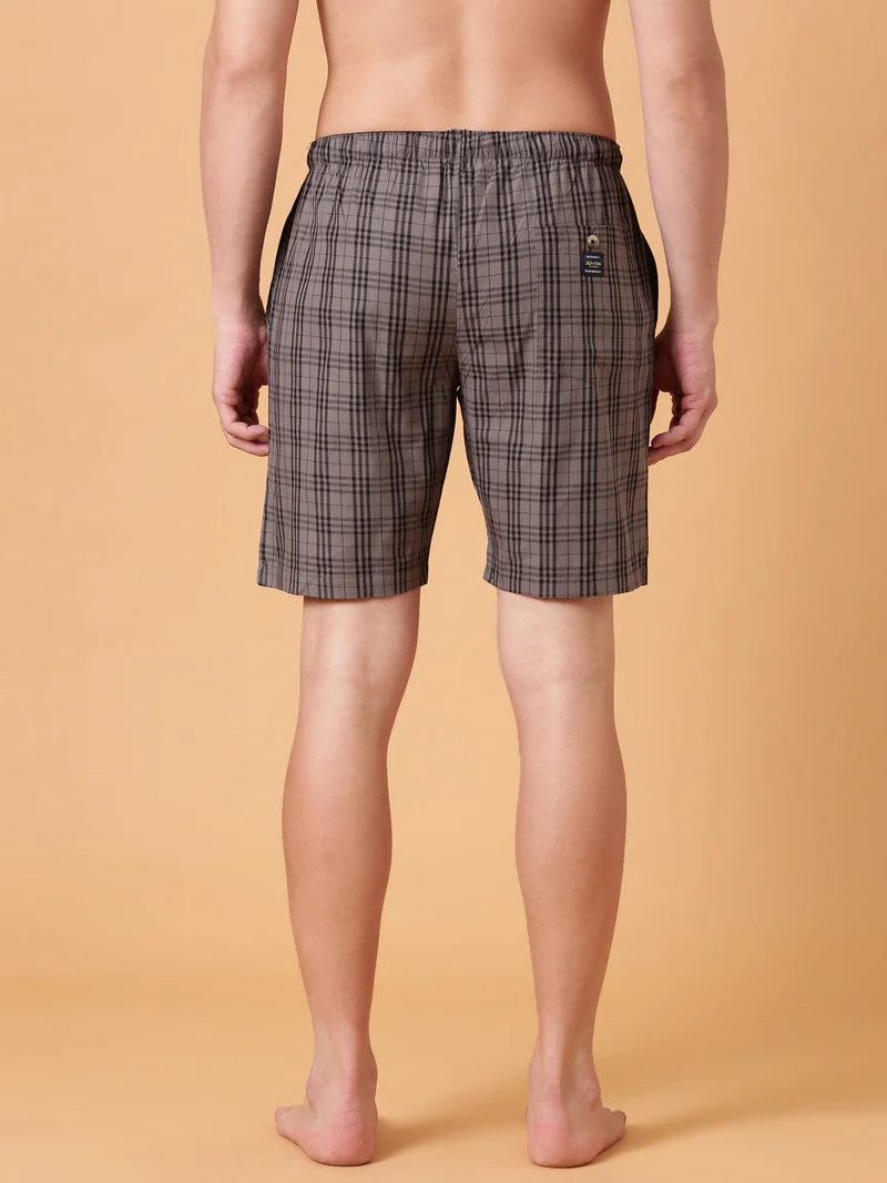 جوفن JOVEN Men Checked Cotton Lounge Shorts