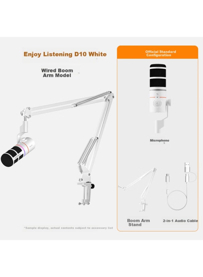 Comica Xiangting D10 Dynamic Microphone For Computer Gaming Built-in Sound Card Recording, Karaoke, Voice Acting, Gaming, Video Conferencing, Mobile Phone Audio Pickup Microphone, White - Image 3
