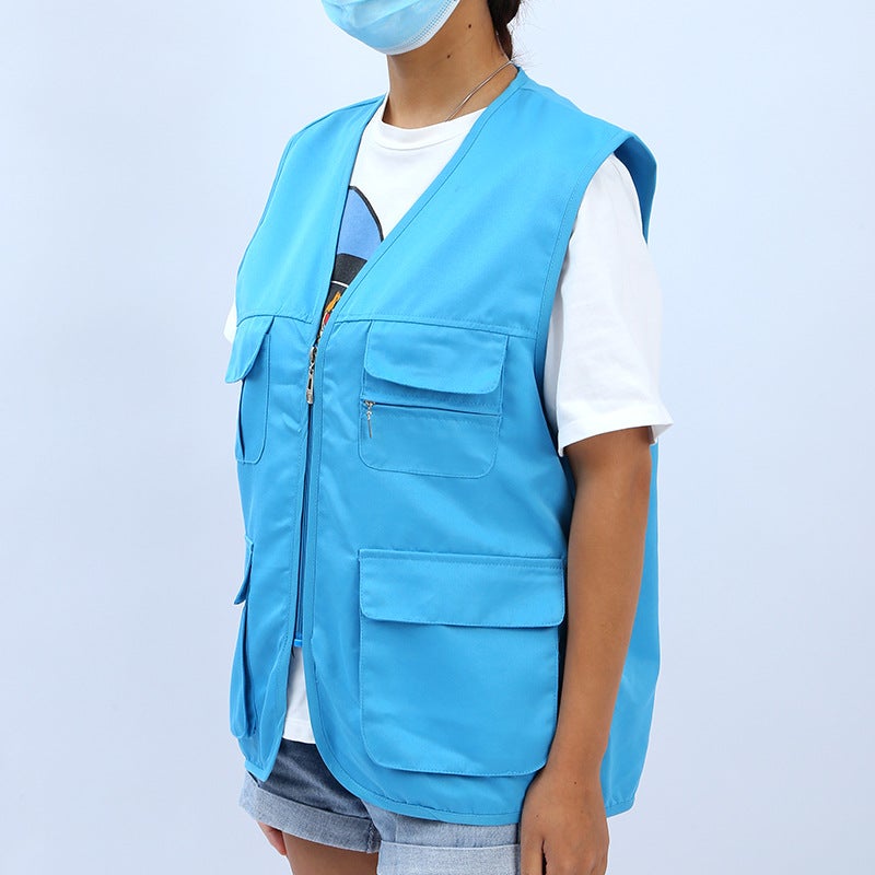 Multi-Pocket Outdoor Vest Volunteer Activity Vest Team Uniform Printed Logo Advertising Team Building Activity Vest - Image 5