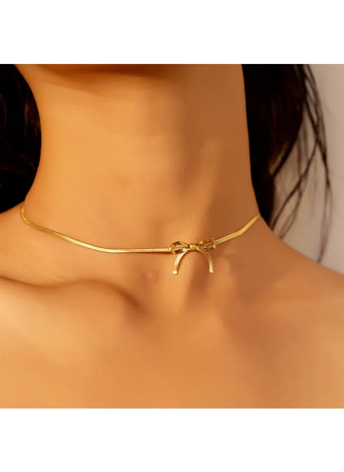 noya 18K Gold Plated Holly Bow Choker