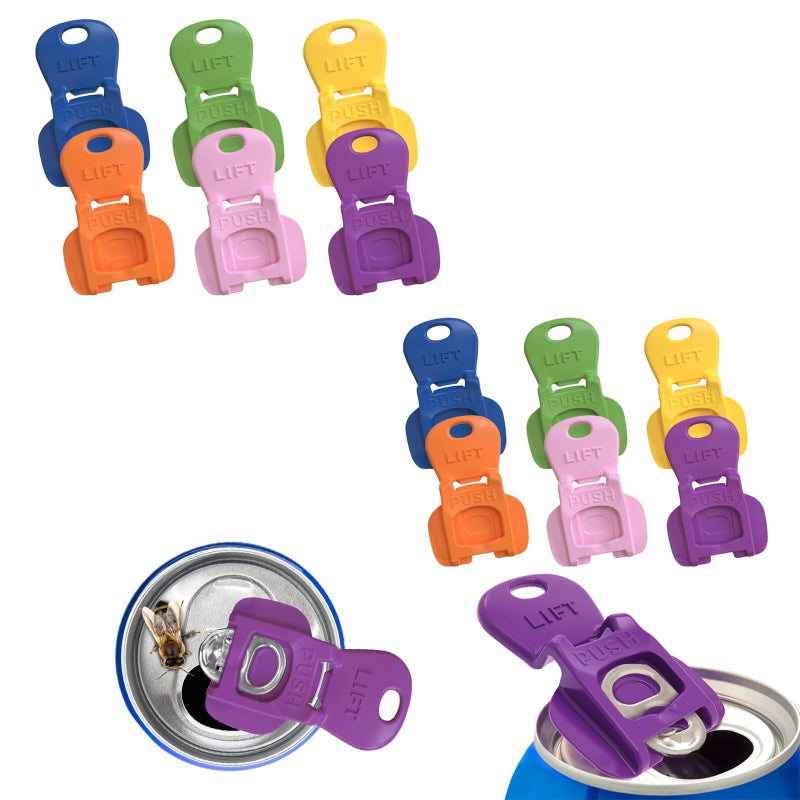 kookkit 12PCS Colorful Can Tab Openers & Leak-Proof Drink Covers â€“ One-Hand Soda Can Opener and Reusable Protector Caps for Coke, Beer, Soda, and Aluminum Cans - Image 1