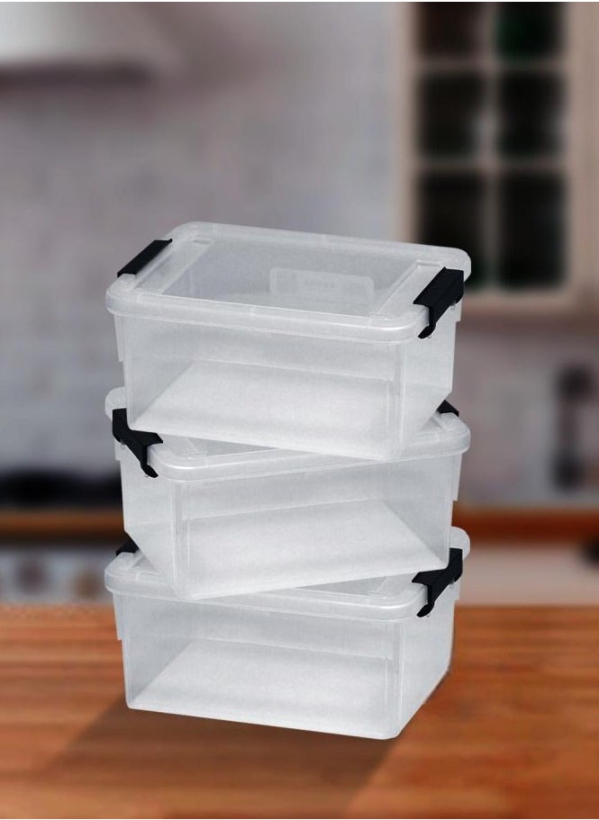 Alissa Set of 3 Durable Plastic Storage Boxes with Secure Lids – Stackable & Space-Saving Organizer  - Image 1