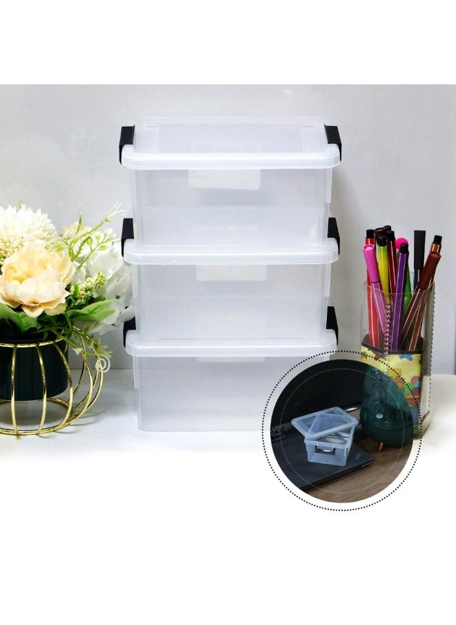 Alissa Set of 3 Durable Plastic Storage Boxes with Secure Lids – Stackable & Space-Saving Organizer  - Image 2