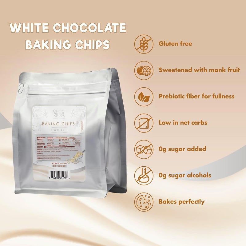 ChocZero White Chocolate Baking Chips - No Sugar Added - Image 4