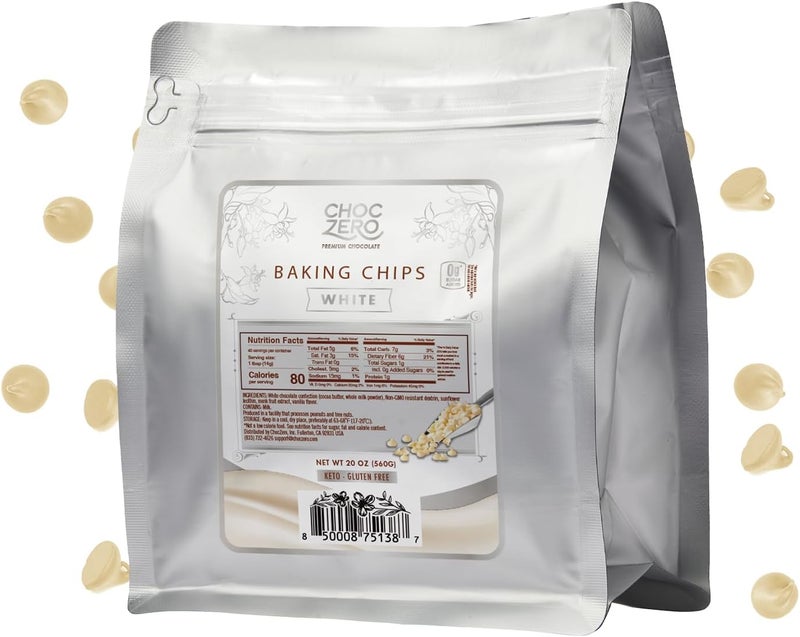 ChocZero White Chocolate Baking Chips - No Sugar Added - Image 1