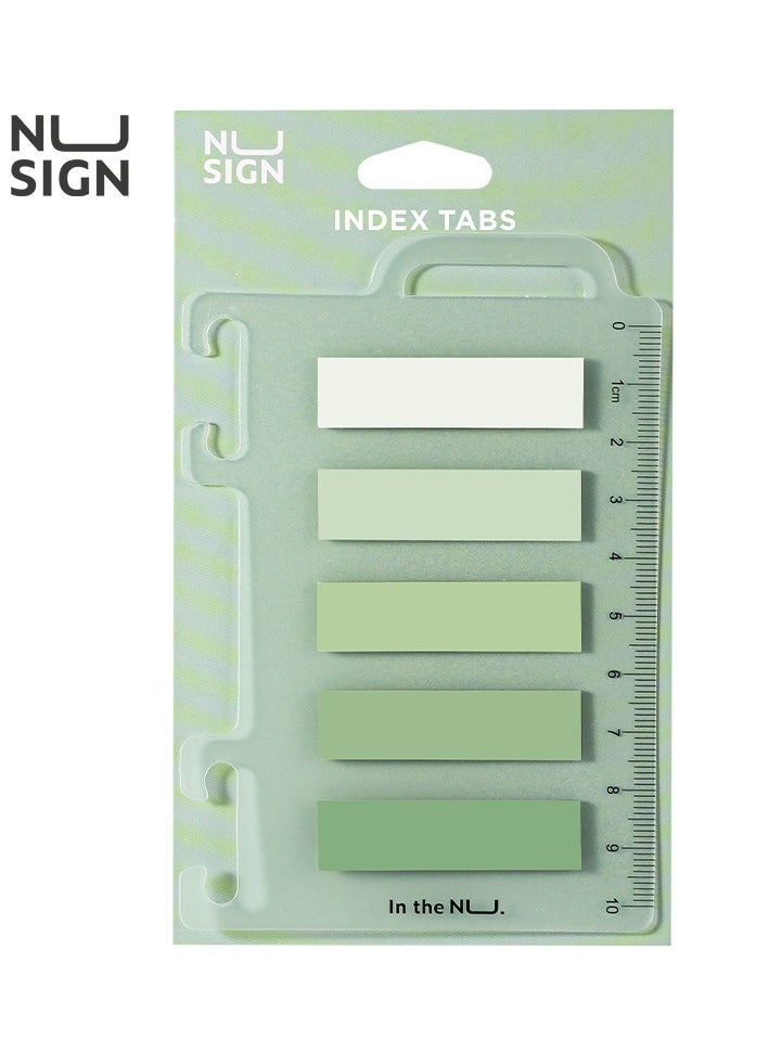 Deli - Deli ENS356-GR Waterproof Index Tabs - 5x20 Polyester Labels with Transparent Ruler Base - Green - Image 1