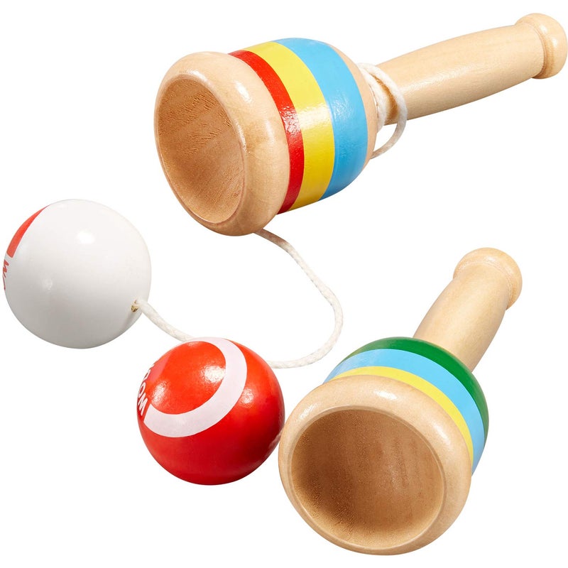 TOODOO 2 Pieces Jacks Game with Ball Paddle Ball with String Cup and Ball Game Mini Wood Catch Ball, Hand Eye Coordination Ball Catching Cup - Image 2
