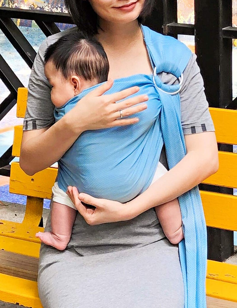 Vlokup Baby Water Ring Sling Carrier | Lightweight Breathable Mesh Baby Wrap for Infant, Newborn, Kids and Toddlers | Perfect for Summer, Swimming, Pool, Beach | Great for Dad Too Lakeblue - Image 4
