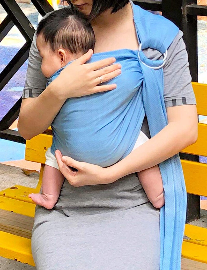Vlokup Baby Water Ring Sling Carrier | Lightweight Breathable Mesh Baby Wrap for Infant, Newborn, Kids and Toddlers | Perfect for Summer, Swimming, Pool, Beach | Great for Dad Too Lakeblue - Image 5